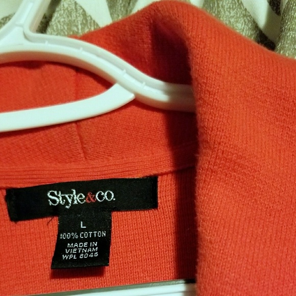 Style&co. Bright Orange/Pink Cotton Blazer, Large - Picture 2 of 2